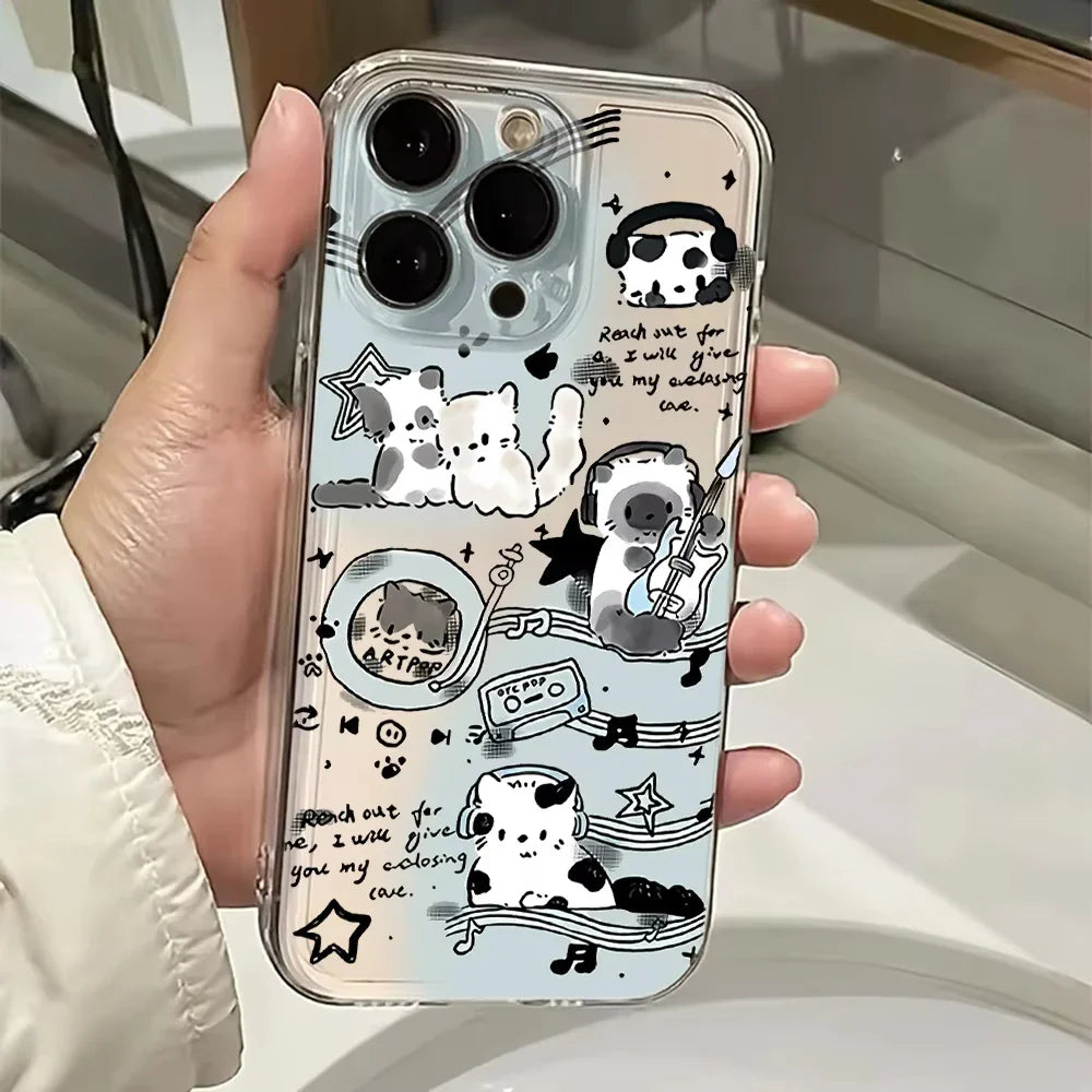 Black Guitar Music Cat Phone Case