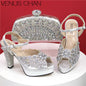 Ladies Leather Shoe and Bag Set Black Color Italian