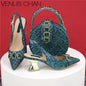 Newest Design Peep Toe Ladies Shoes Matching Bag Set