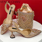 Women Shoes and Bag Set With Rhinestone Handbag