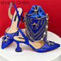 Women Shoes and Bag Set With Rhinestone Handbag