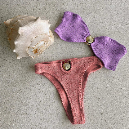 Shell Bae Two-Piece Swimsuit for Women - Trendy Beachwear