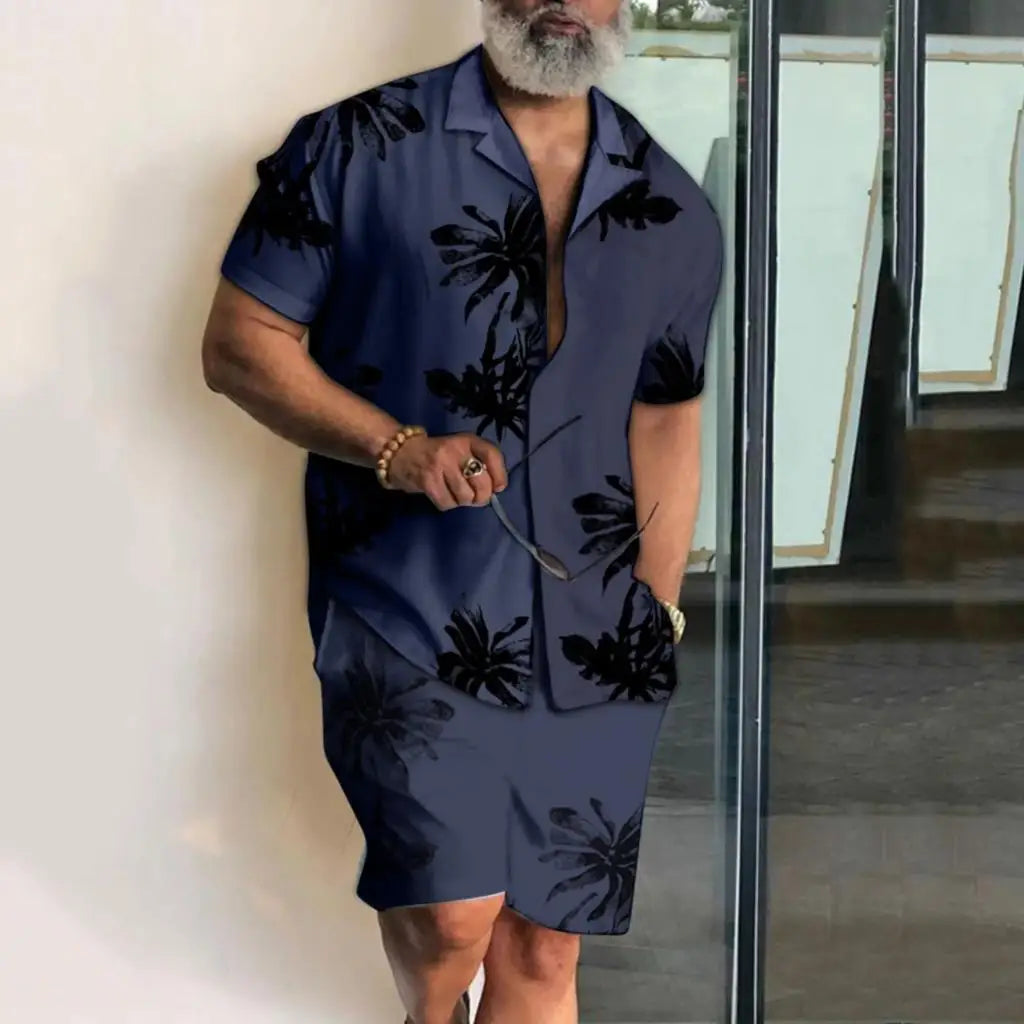 Men vacation two piece shorts set
