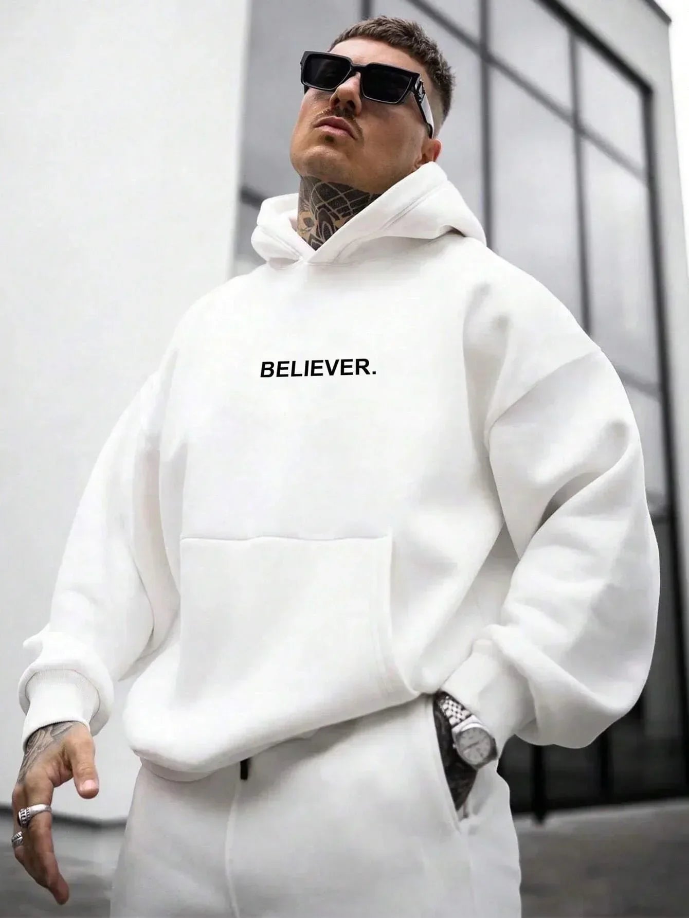 Devotee Letter Printed Hoodie - Trendy Sportswear