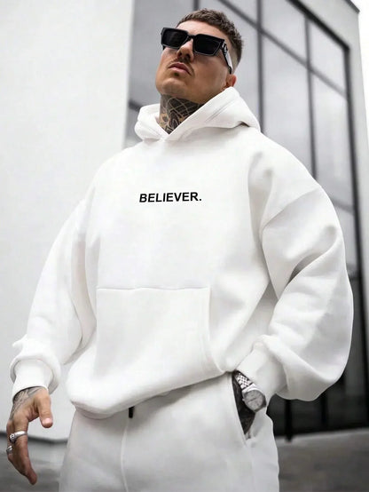 Devotee Letter Printed Hoodie - Trendy Sportswear
