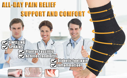 1 Pair Plantar Fasciitis Socks Sleeves, 20-30mmHg Compression Socks for Ankle Support, Injury Recovery, Eases Swelling Women Men