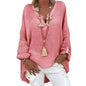 Plus Size Women's Top Summer V Neck Solid Casual Short Sleeve Blouse