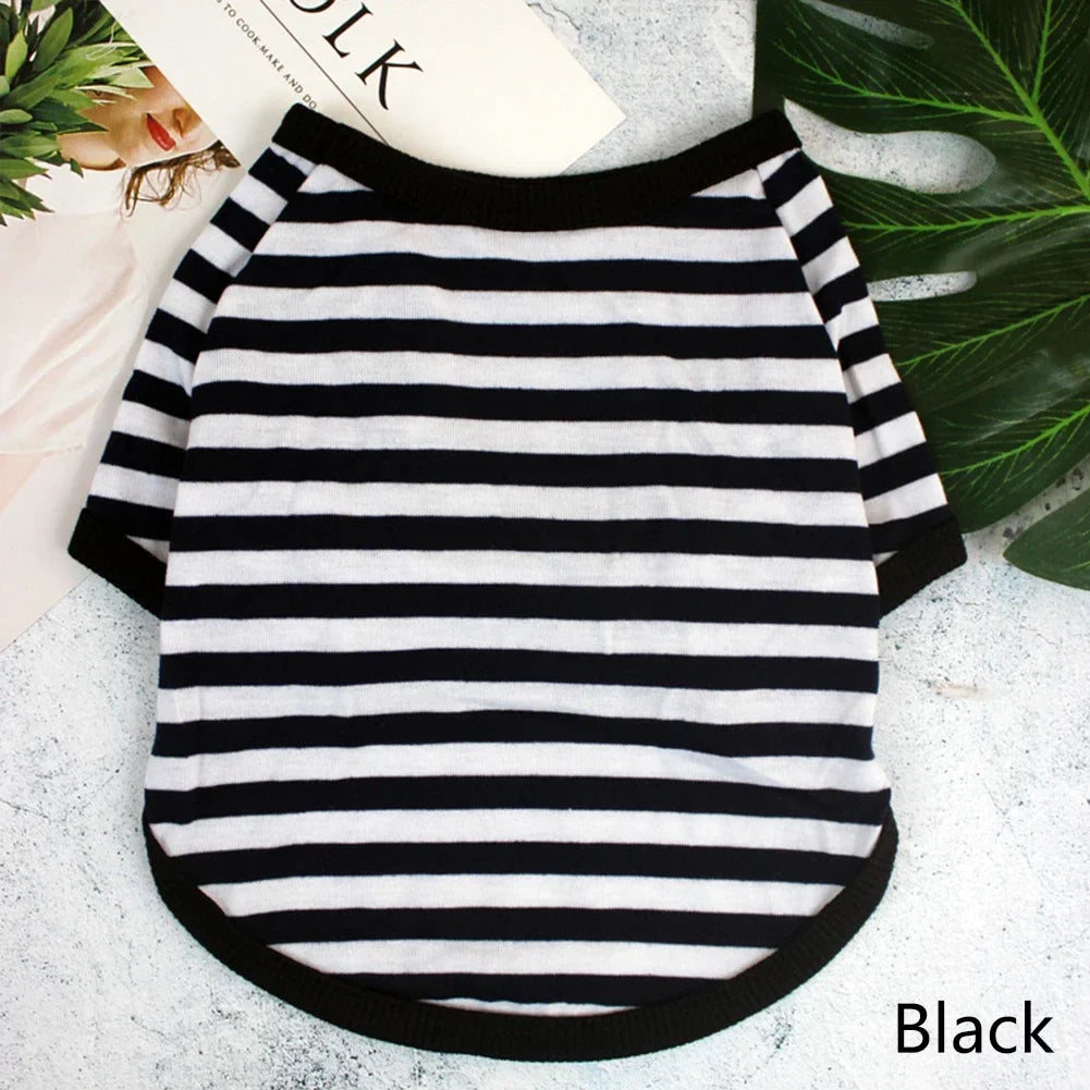 Stripe Spring Dog T-shirt Soft Small Medium Dog Puppy Clothing Shirt Vest Printed Pet Dog Puppy Vest T-shirt Dog Cloth