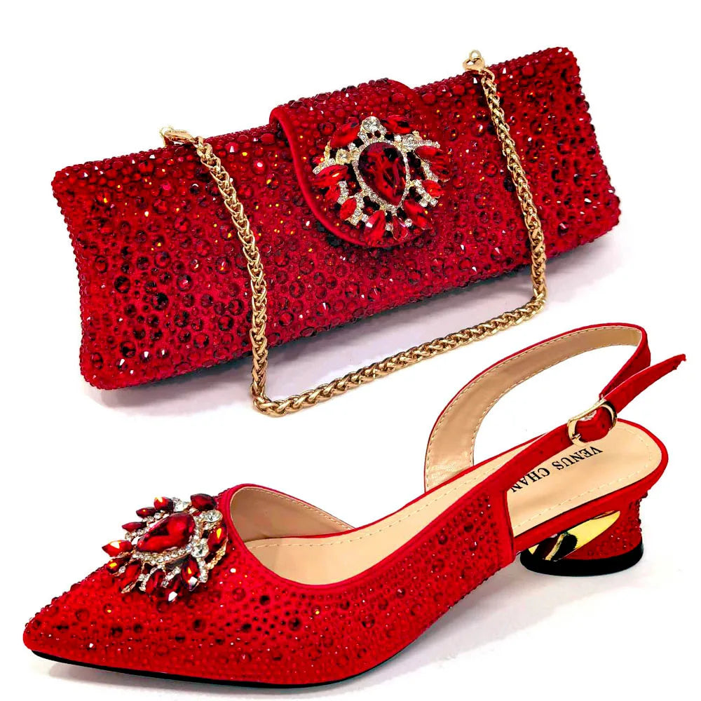 Elegant And Sexy Champagne Shoes And Bag set