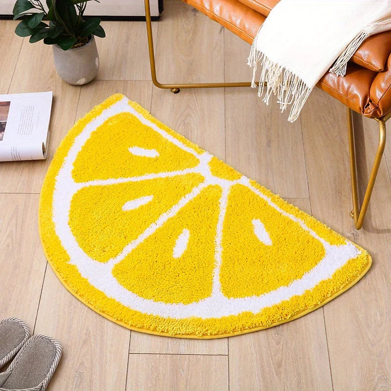 Fruit Pattern Rug  Doormat Half Round Shaped Water Absorption Bath Mat Non Slip Floor Mat, Bedroom and Carpets for Living Room