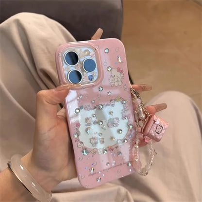 Flowers Hello Kitty Bling Glitter Pink Phone Case