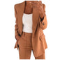 Solid Women's Blazer Coat Notched Long Sleeve Cardigan Button Casual Jacket for Office Ladies