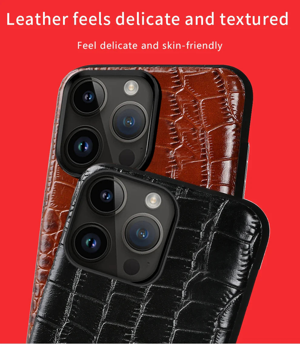Genuine Leather iPhone Case for Apple iPhone 14 13 12 11 Pro Max Mini X XR XS 6S 7 8 SE 2020 Back Cover