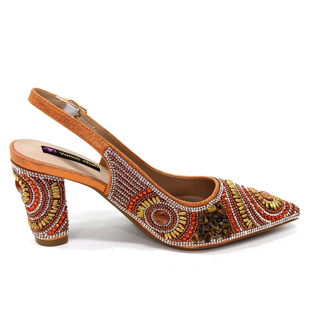 Popularity Italian Design Luxury Women's Pointed Shoes And Bag Set