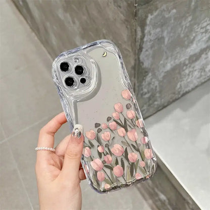 Daisy Flowers Clear Tulip 3D Wavy Curved Edge Phone Case