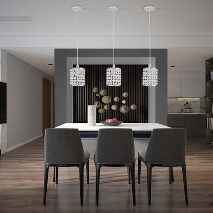 Crystal Pendant Light Modern Kitchen Island Lighting Adjustable White | Lighting | Kitchen + Metal