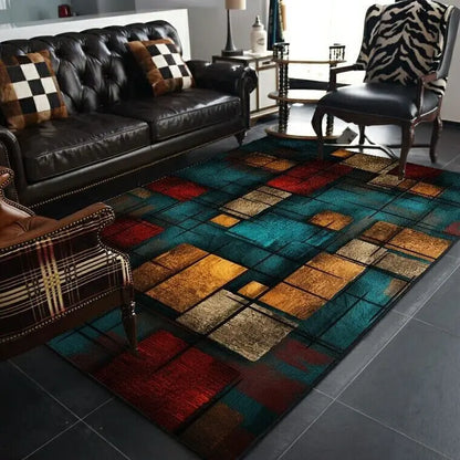 Abstract Geometric Large Rugs for Living Room Nordic Retro Room Decoration Home Mats Non-slip Washable Bedroom Cloakroom Carpet