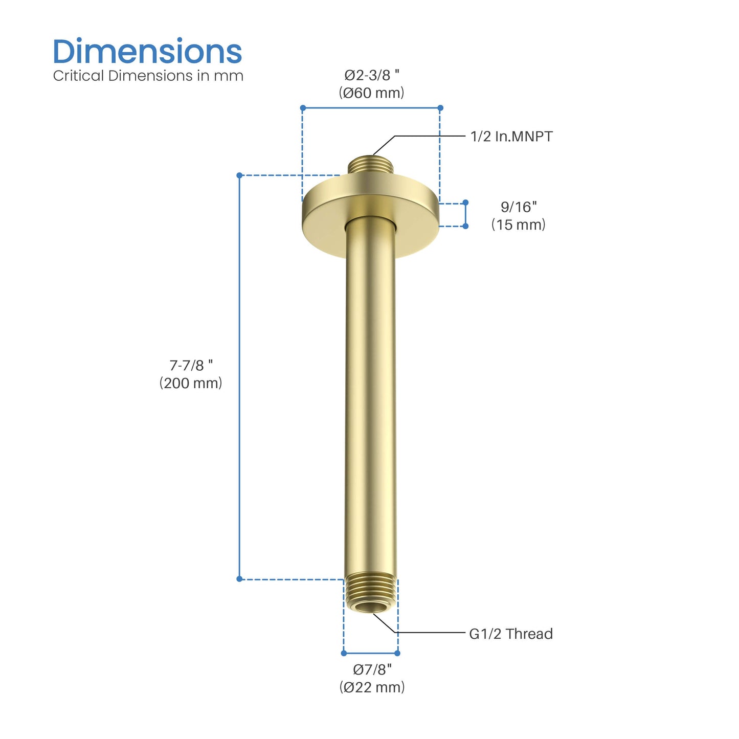 Halo 8" Ceiling Mounted Shower Arm