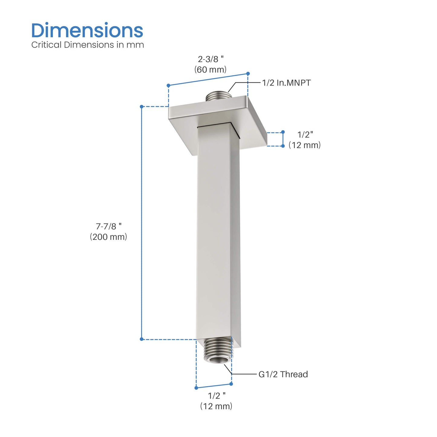 Quadra 8" Ceiling Mounted Shower Arm