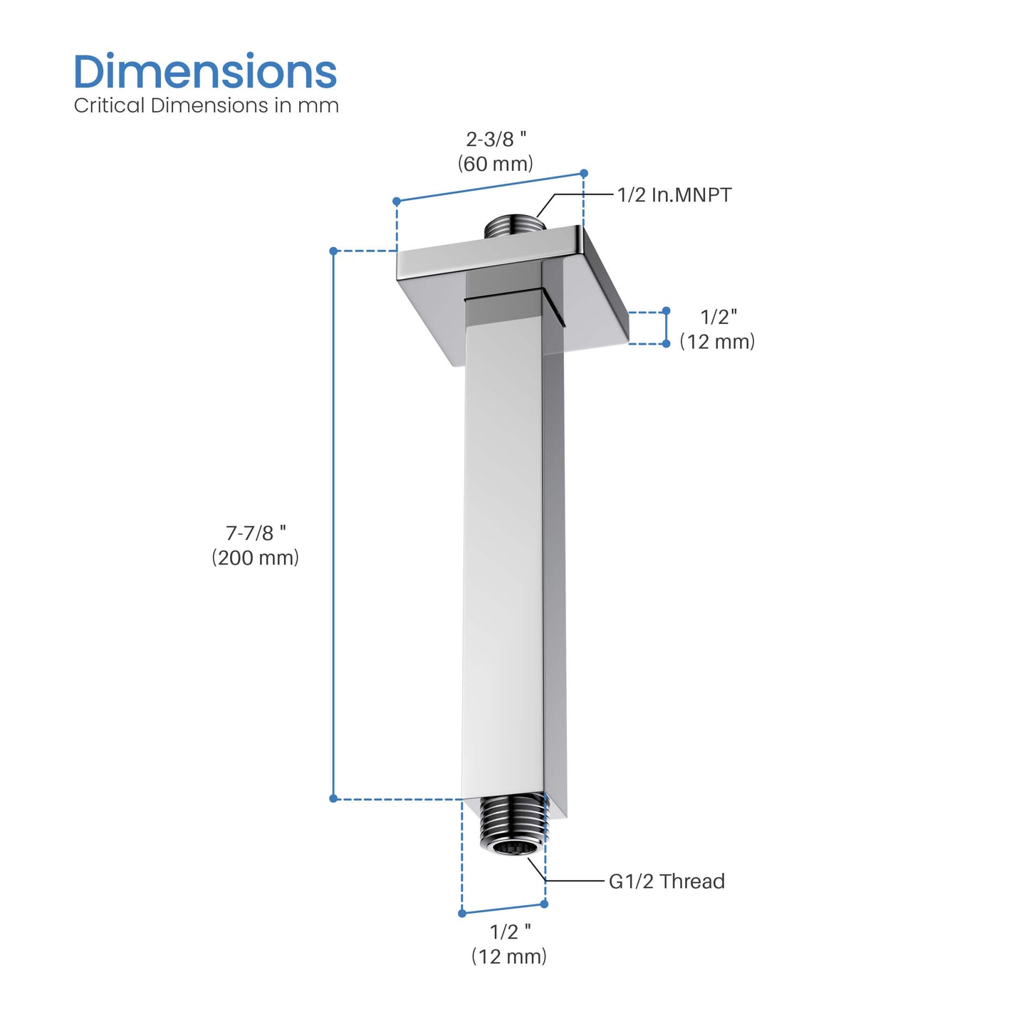 Quadra 8" Ceiling Mounted Shower Arm