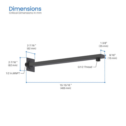 Quadra 16" Wall Mounted Shower Arm