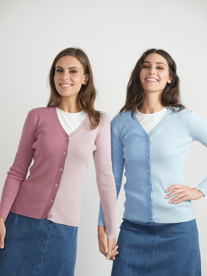Contrast Ribbed Cardigan