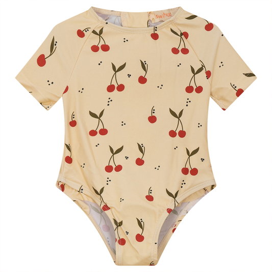 Cherry Print Long Sleeve Swimsuit
