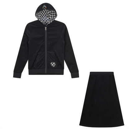 Checkered Heart Applique Terry 2PC Set