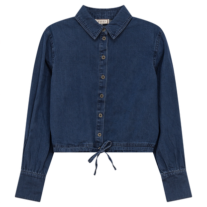 Denim Henley Bungee Top