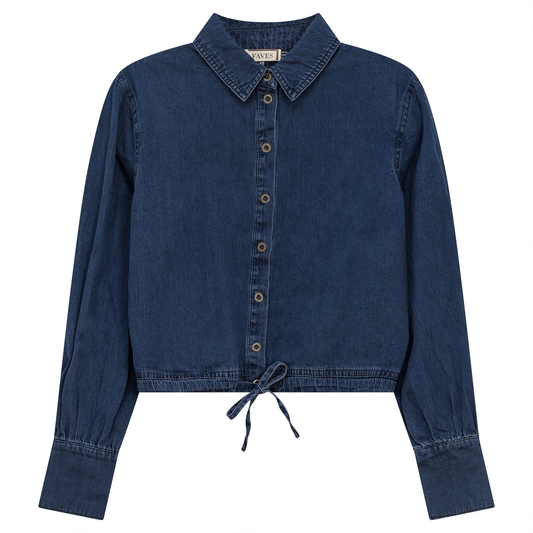 Denim Henley Bungee Top