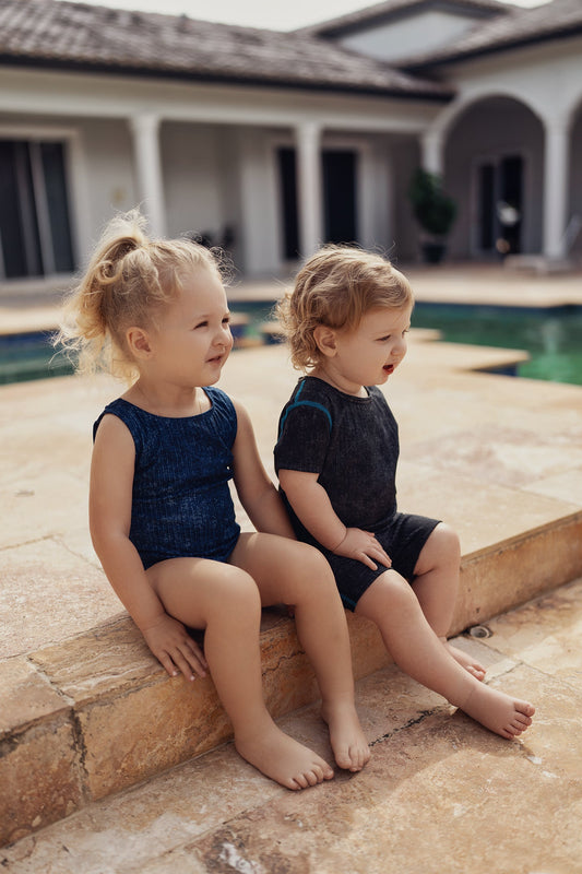 Distressed Rib 2Pc Swim Set