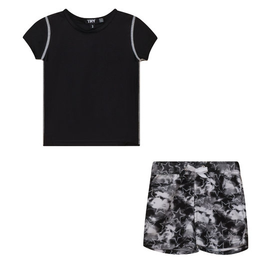 Tie Dye Star Print 2Pc Swim Set