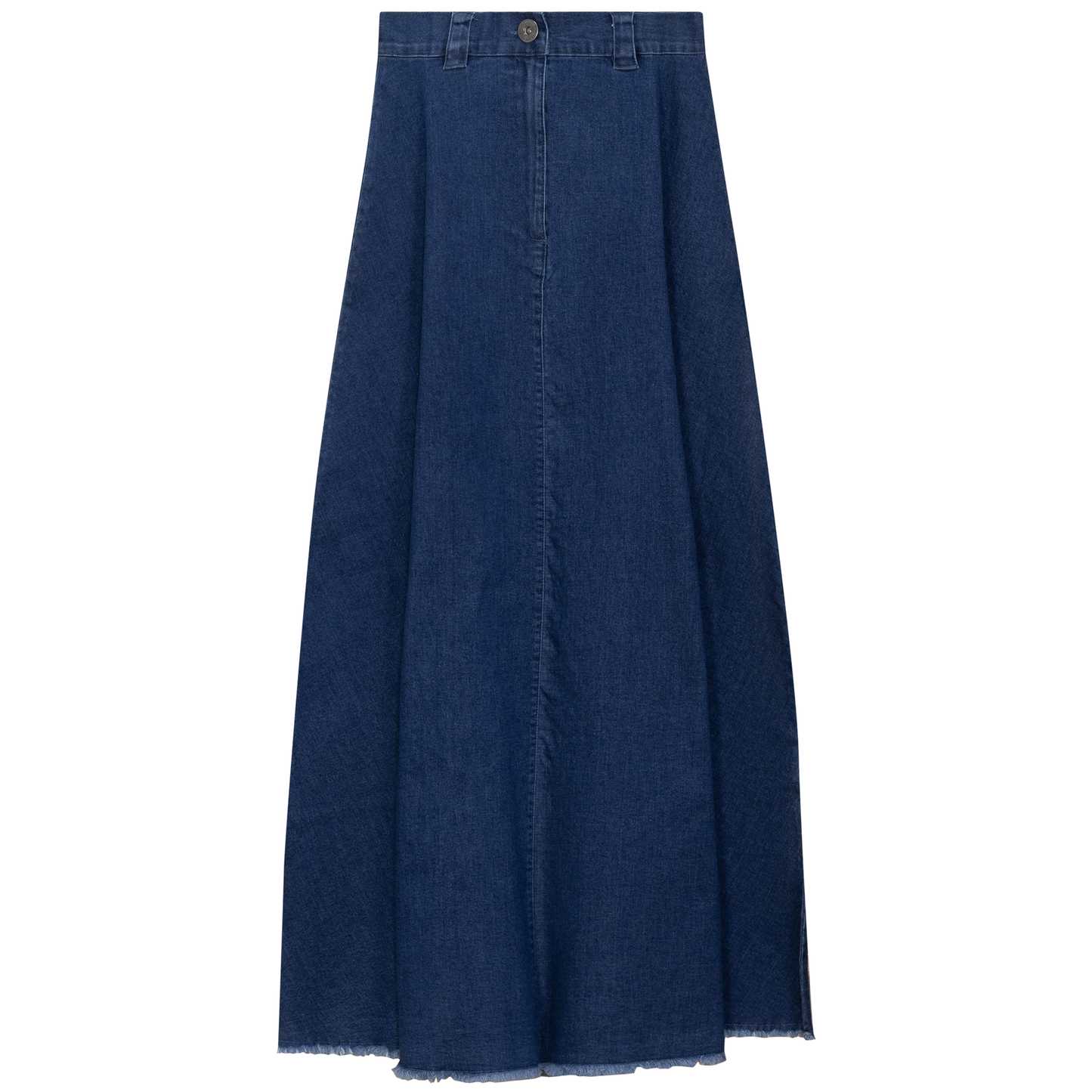 Maxi Denim A Line Fringe Skirt