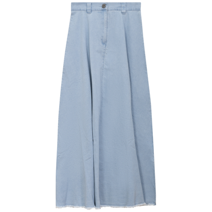 Maxi Denim A Line Fringe Skirt
