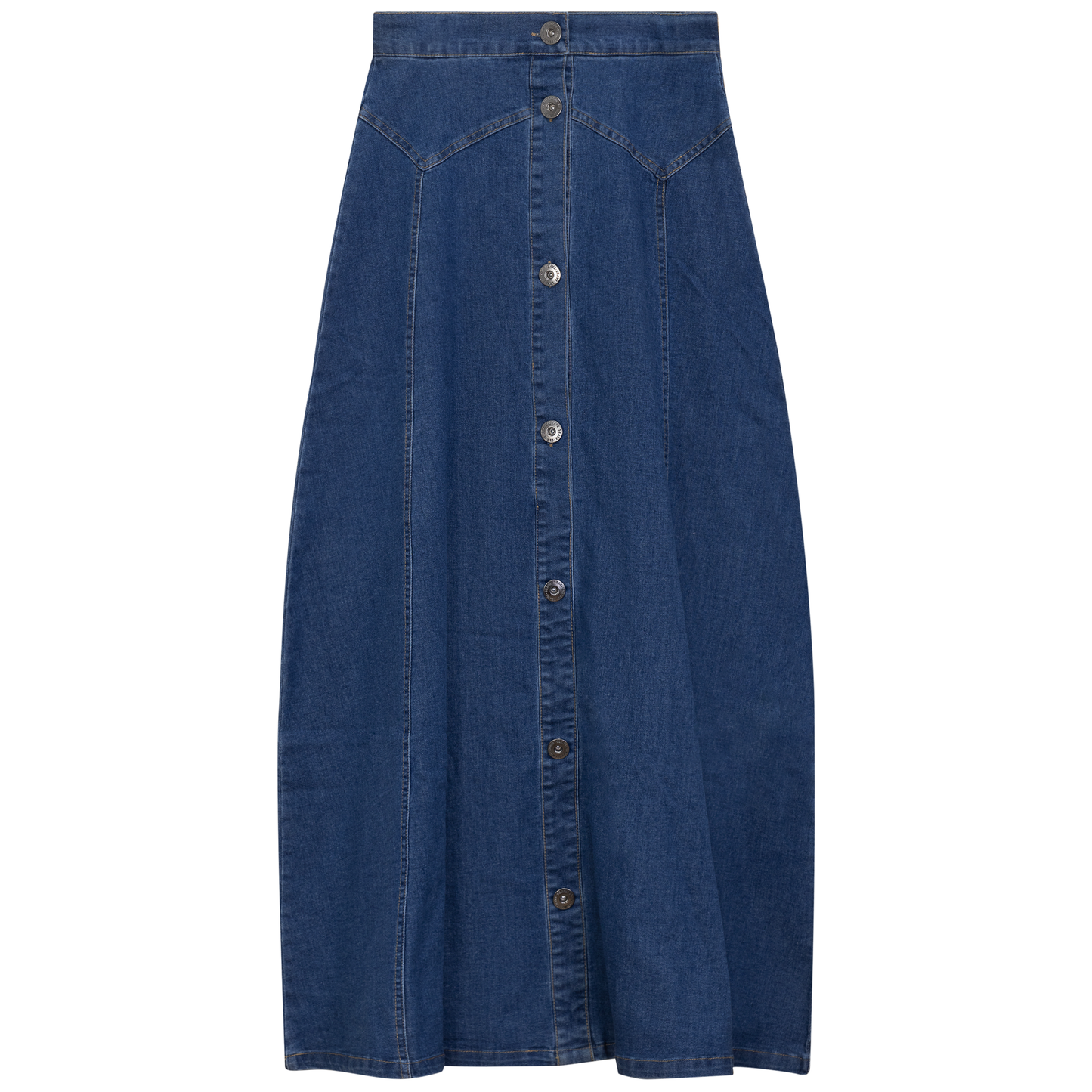 Maxi Denim A Line Button Down Skirt