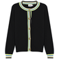 Crew Neck Knit Contrast Stripe Cardigan