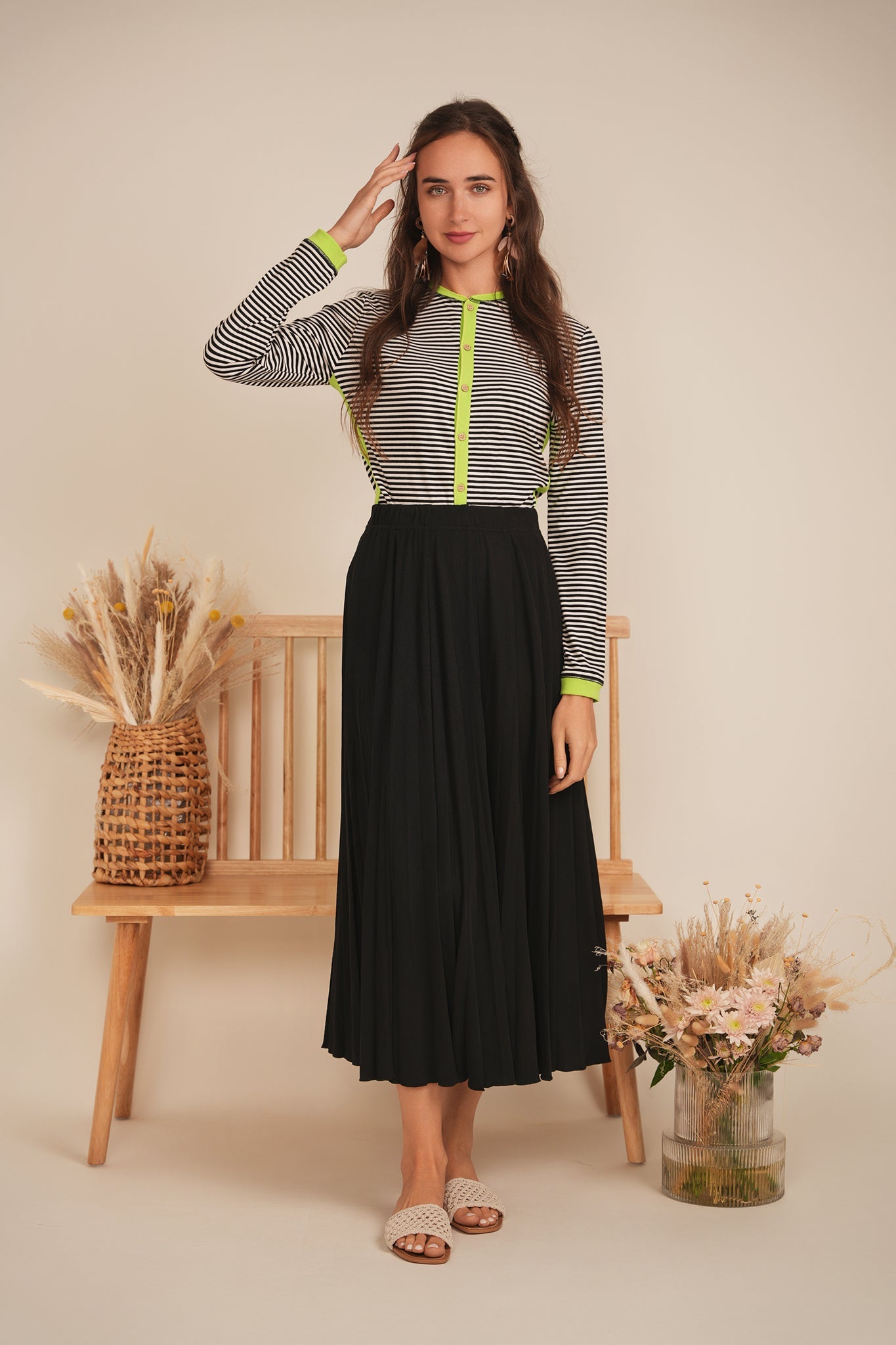 Striped Ribbed Contrast Cardigan