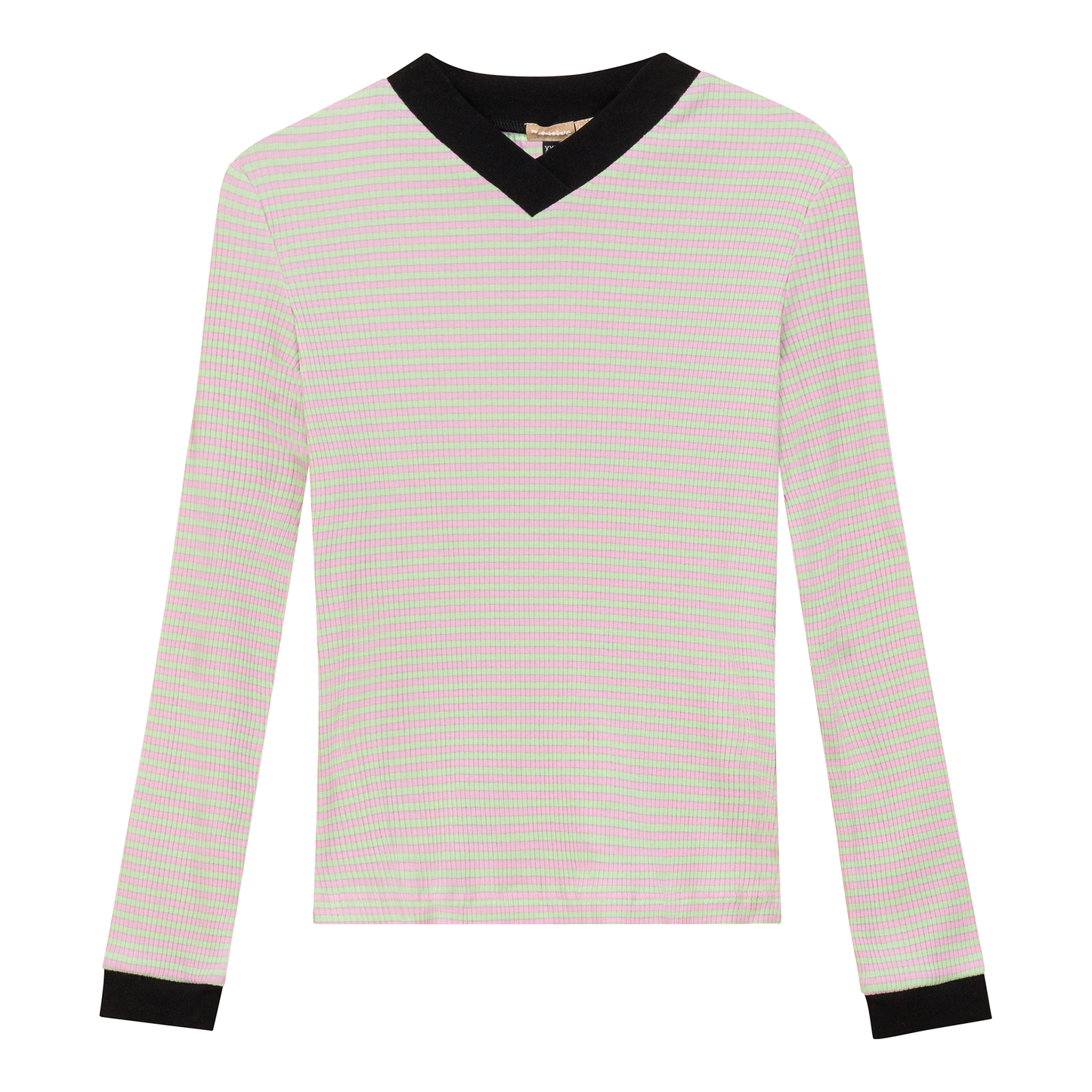 Striped V Neck Contrast Tee