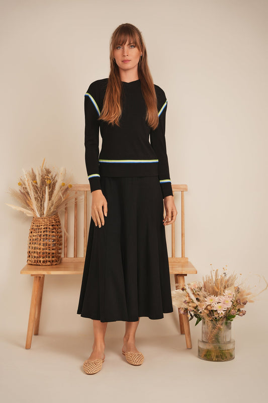 V Neck Striped Tape Top