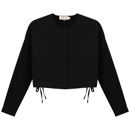 Cotton Cropped Side Tie Blouse