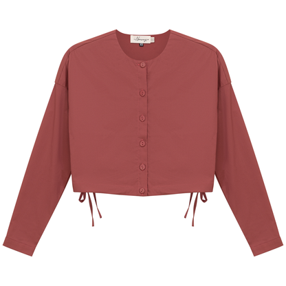 Cotton Cropped Side Tie Blouse