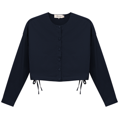 Cotton Cropped Side Tie Blouse