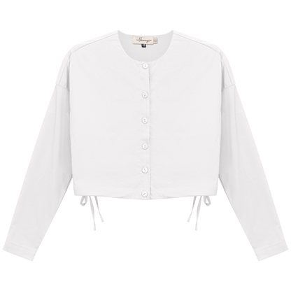 Cotton Cropped Side Tie Blouse