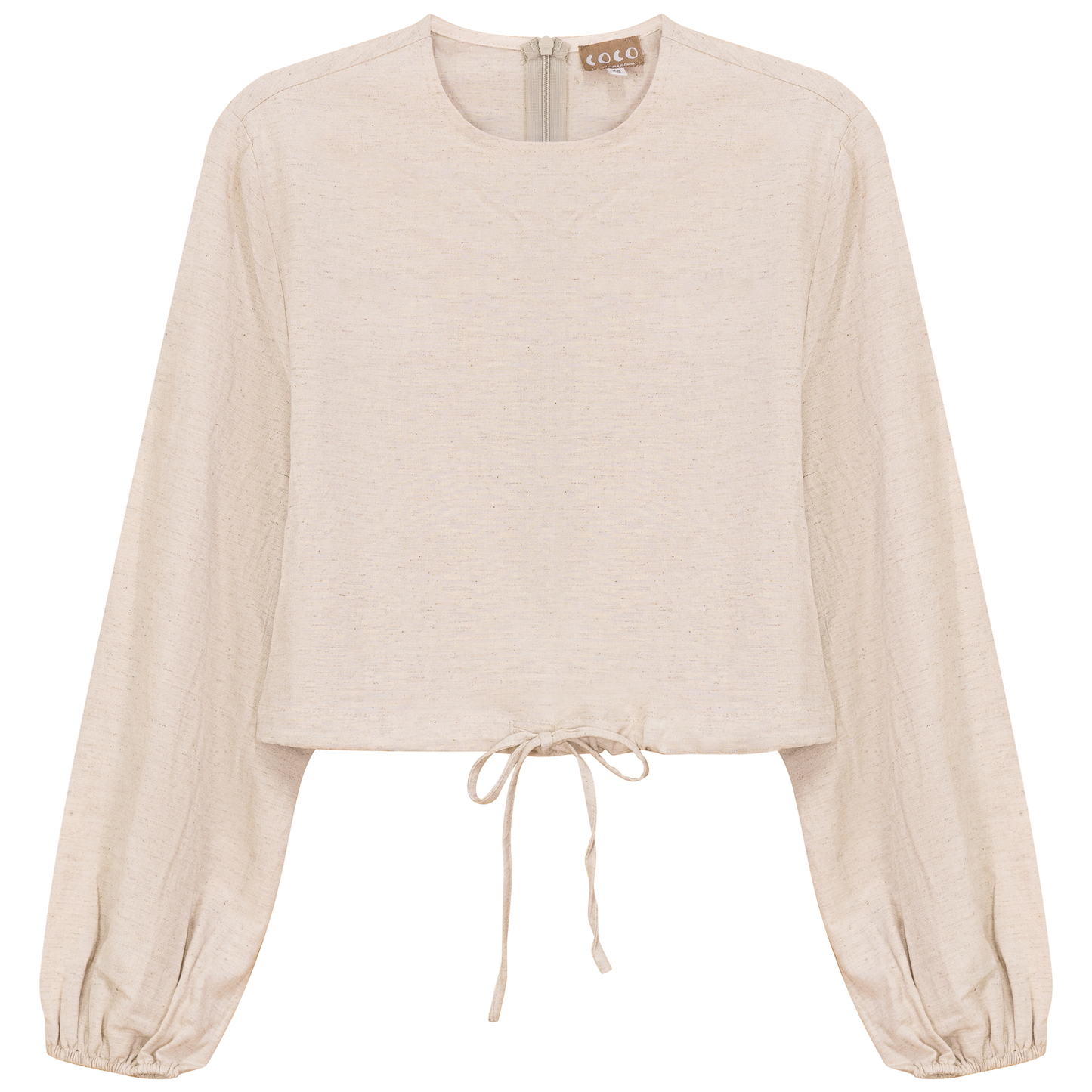 Cropped Linen Scrunch Tie Top