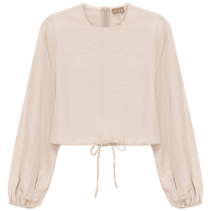 Cropped Linen Scrunch Tie Top