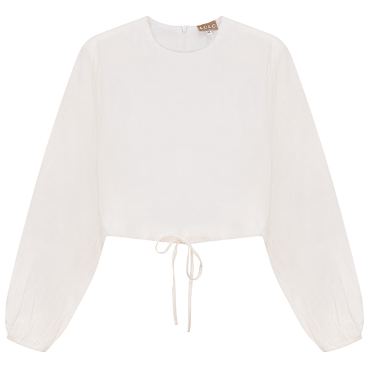 Cropped Linen Scrunch Tie Top
