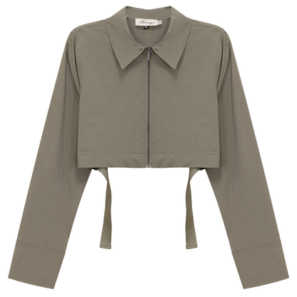 Cotton Cropped Ribbon Jacket