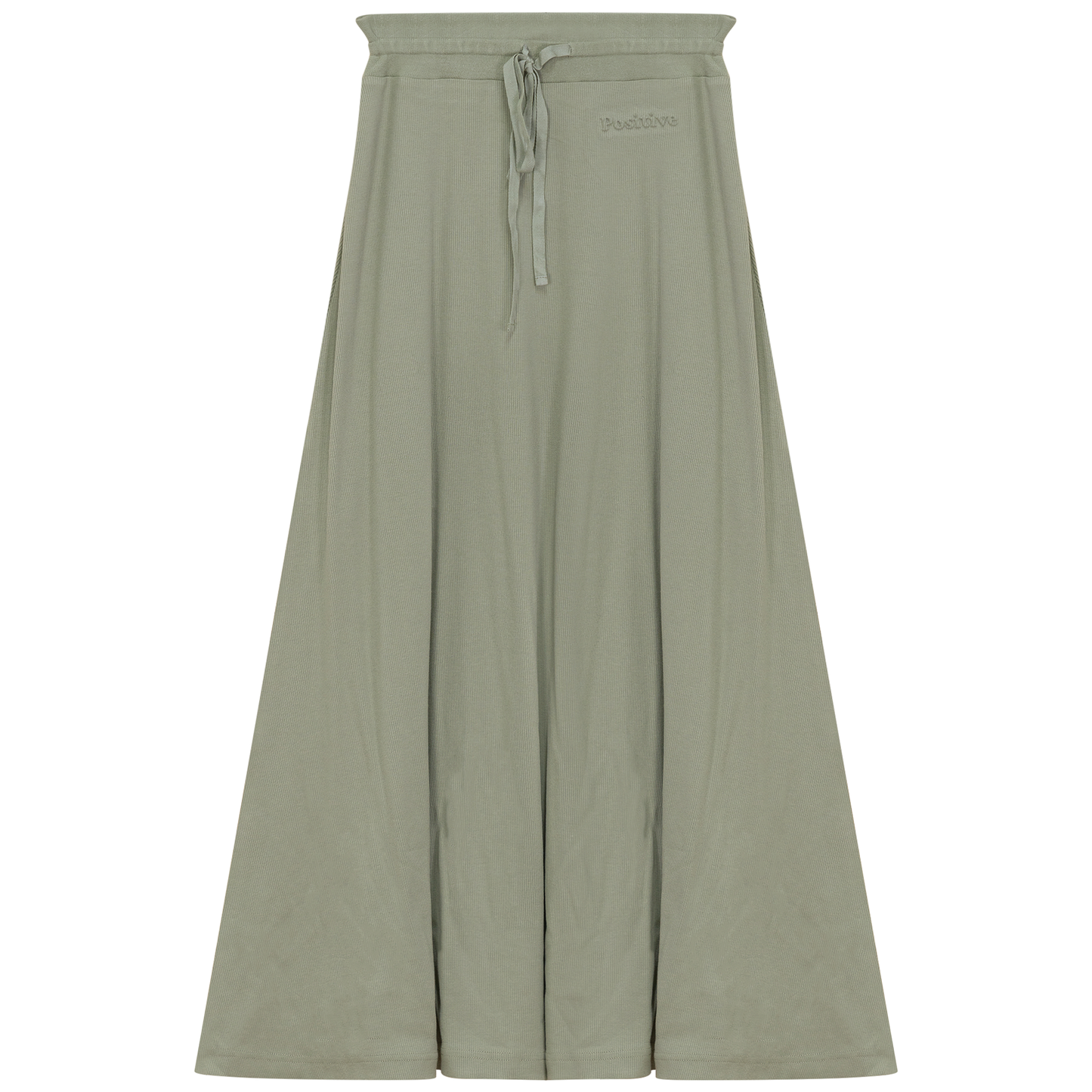 Ribbed Midi Drawstring A Line Skirt
