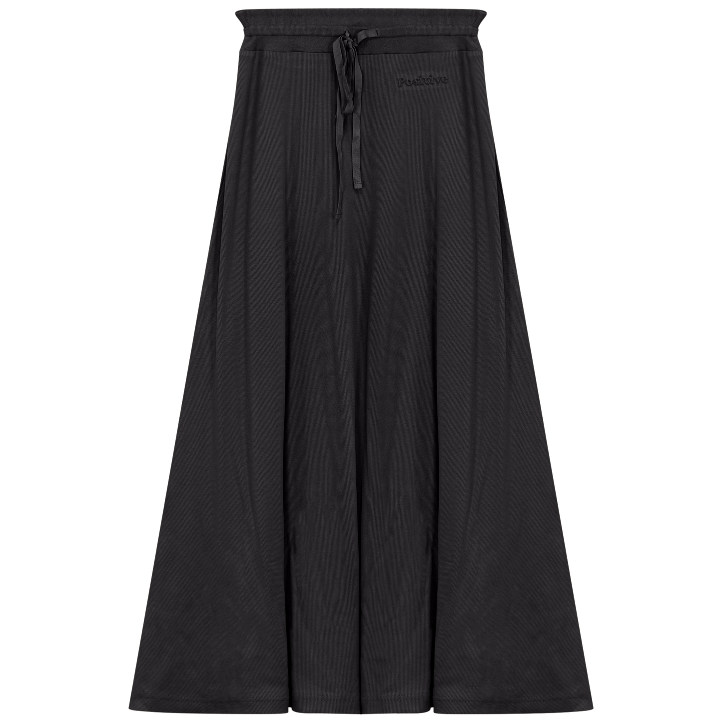 Ribbed Midi Drawstring A Line Skirt