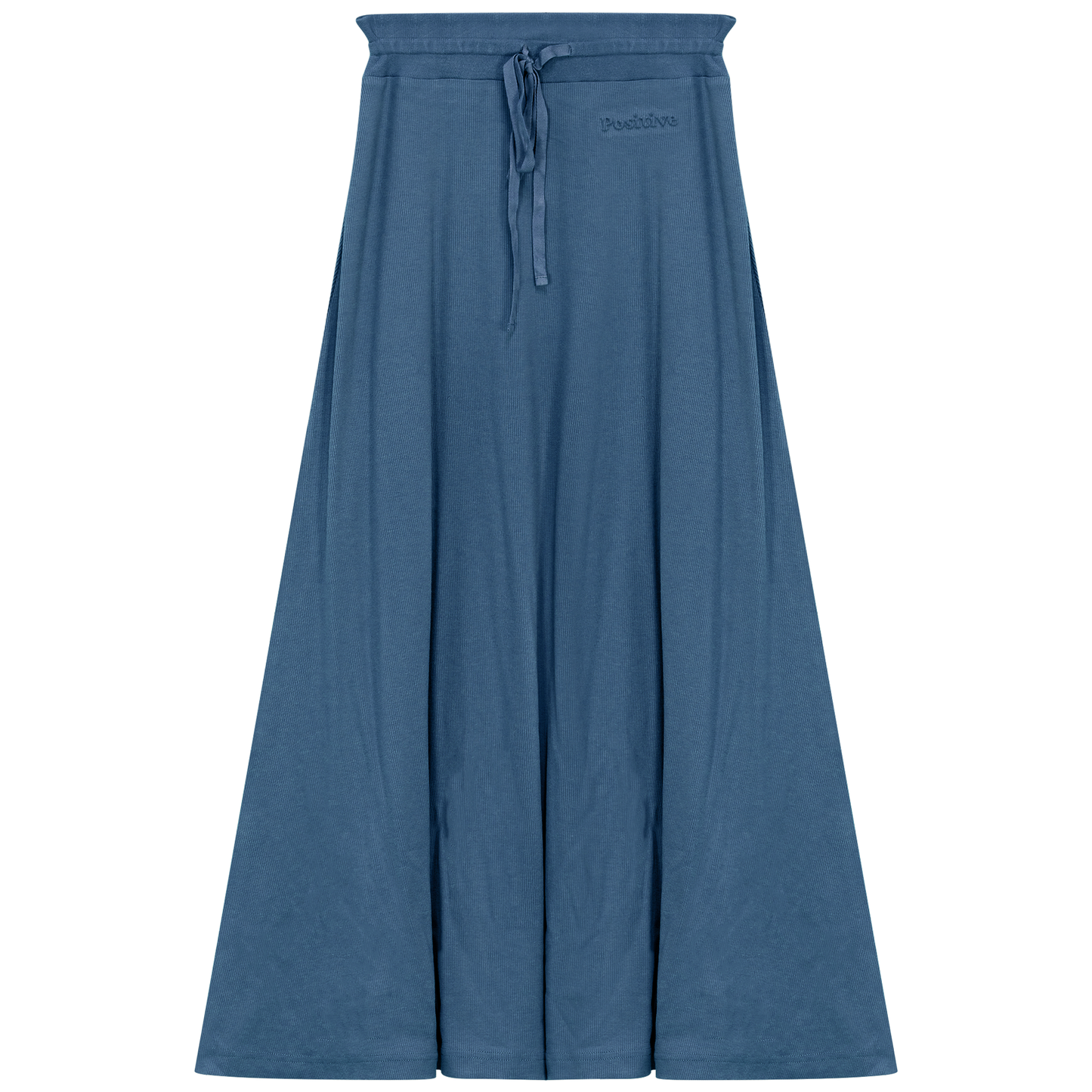 Ribbed Midi Drawstring A Line Skirt